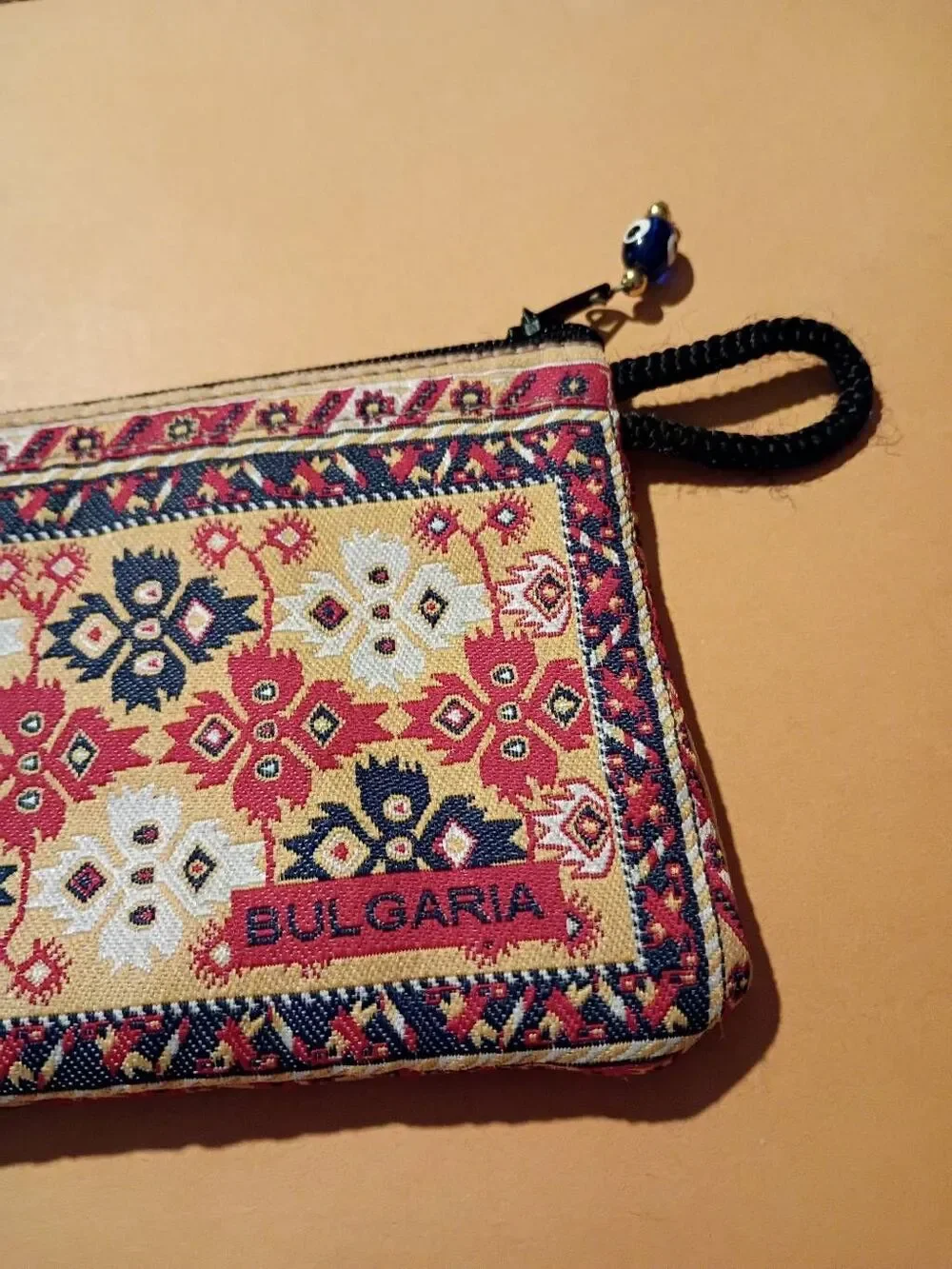 Bulgaria Woven Fabric Coin Purse Zipper Change Bright Multicolor